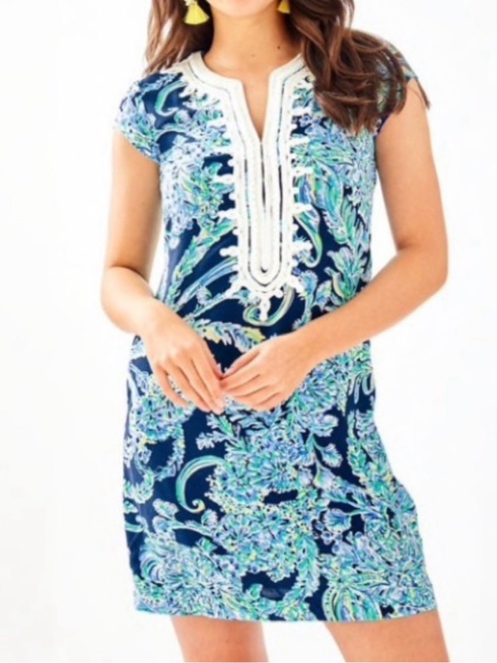 Lilly Pulitzer Navy Paisley Madia Tunic Dress Size XL
